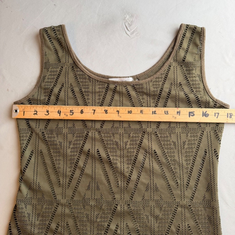 TEMT Mesh Y2K Tank Top Or Dress Army Green Open Knit Boho Goth Grunge Large - Picture 12 of 14